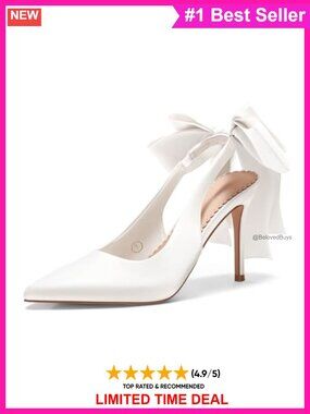Satin Slingback High Heels Bow Pointed Toe Dress Pumps